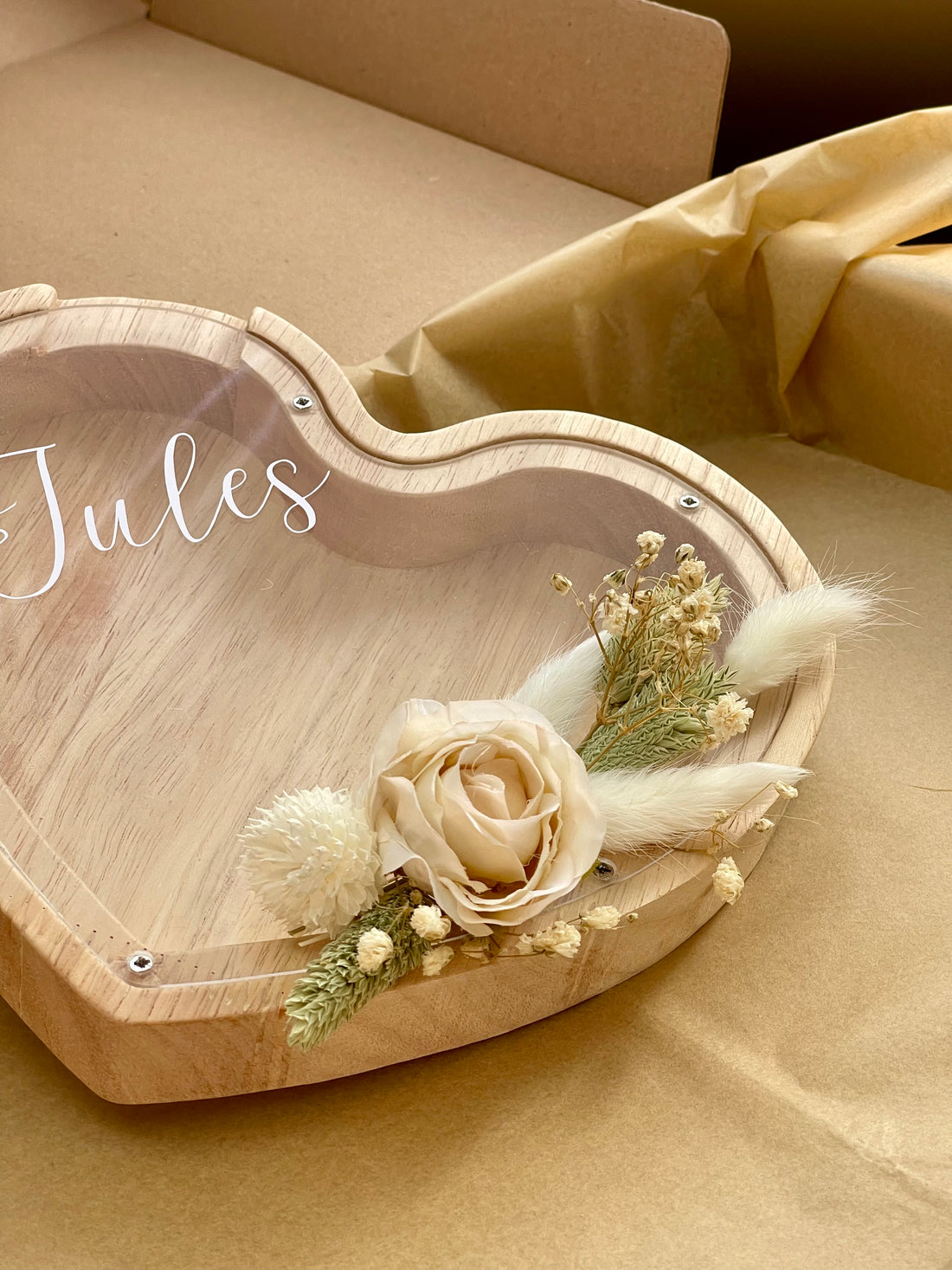 Tirelire Personnalisée - Coeur Décoré 🌾