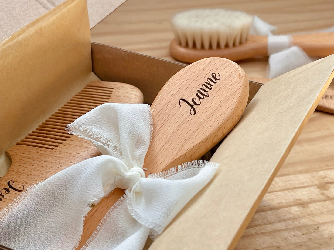 Coffret Naissance Personnalisé - Brosse et Peigne bébé ✨