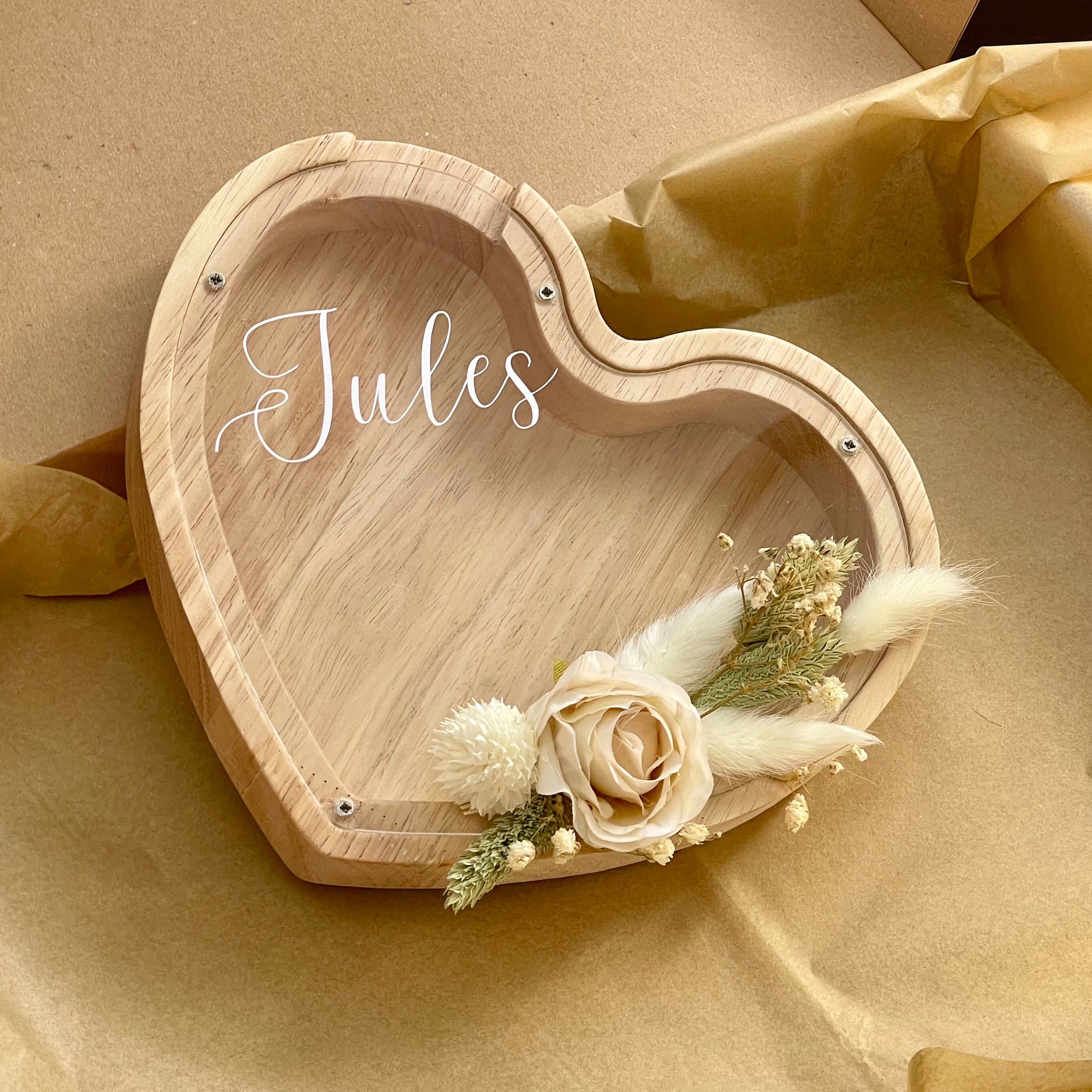 Tirelire Personnalisée - Coeur Décoré 🌾