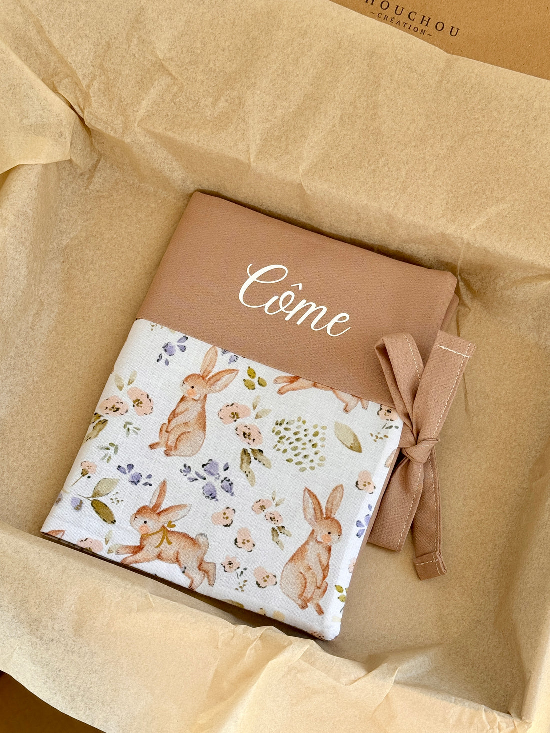 Coffret naissance Album photo + Carnet de santé personnalisé  - Lapins ✨